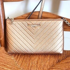 Metallic Gold Karl Lagerfeld Paris Leather Purse Handbag